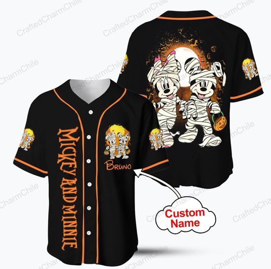 Discover Mickey Minnie Halloween Baseball Jersey, Baseball Jersey Disneyland Matching shirt for Dlsney Vacation, Halloween Baseball Tee for Kid Youth