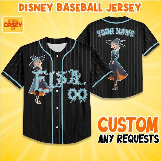 Custom Witch Princess Elsa Halloween Baseball, Personalized Halloween Disneyland Jersey, Halloween Gift for Disney Fans, Halloween Shirt
