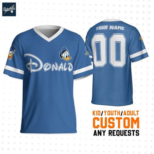 Custom Disney Donald Smile Classic Football Jersey, Custom Disney Football Jersey Sports, Cute Gifts For Fans Disney, Best Birthday Gift