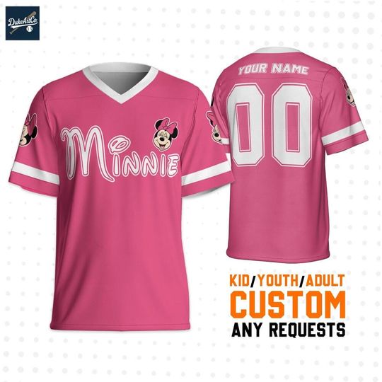 Custom Disney Minnie Smile Classic Football Jersey, Custom Disney Football Jersey Sports, Cute Gifts For Fans Disney, Best Birthday Gift