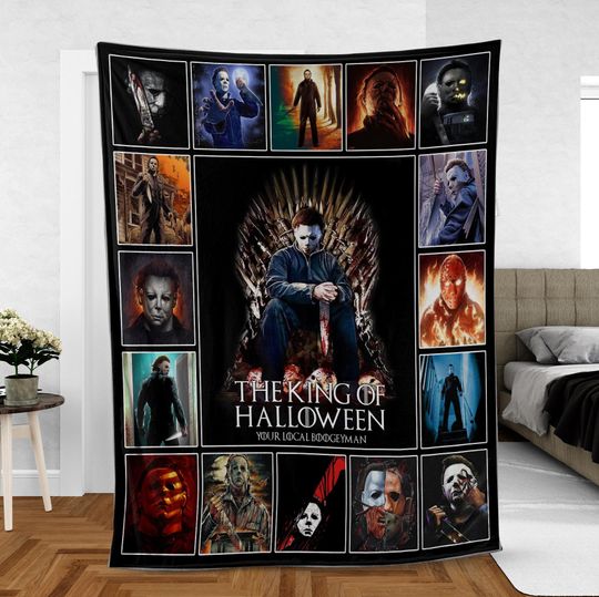 Discover Michael The King of Halloween Fleece Blanket, Halloween Myers Fleece Blanket, Halloween Movie Blanket