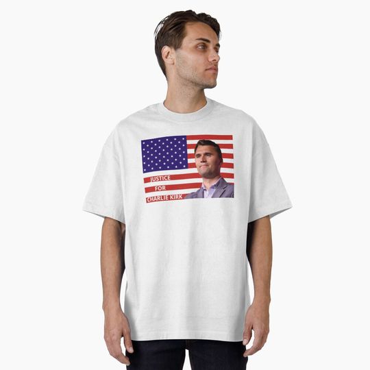 Discover Justice for Charlie Kirk American Flag Oversized T-Shirt