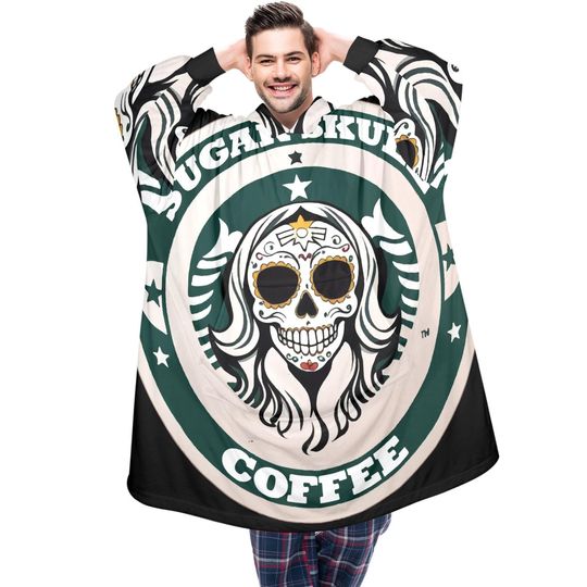 Discover Sugar Skull Coffee Blanket Hoodie Da De Los Muertos Chicano