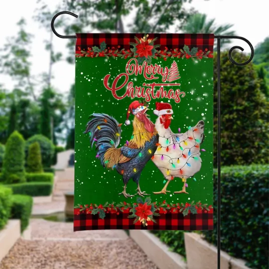Discover Chicken Christmas Flag, Merry Christmas Flag, Cute Chicken lover Garden Flag