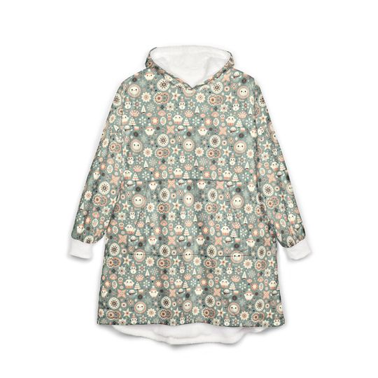 Discover Cozy Floral Unisex Hooded Blanket | Warm, Soft, Oversized Wearable Throw, Great for Lounging, Home Relaxation, Gift Idea