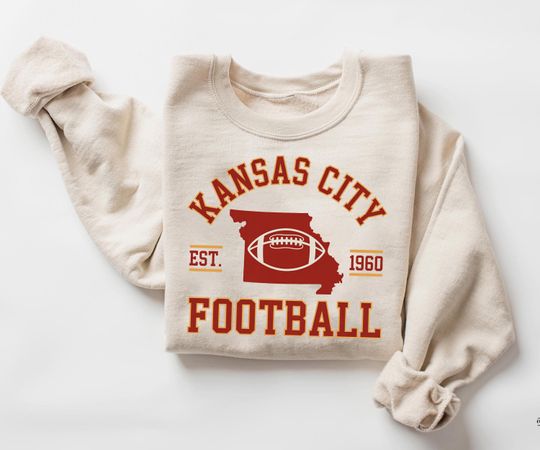 Kansas City Football Sweatshirt, Vintage Kansas Football Fan Gear, Retro Chiefs Sweatshirt, Game Day Outfit
