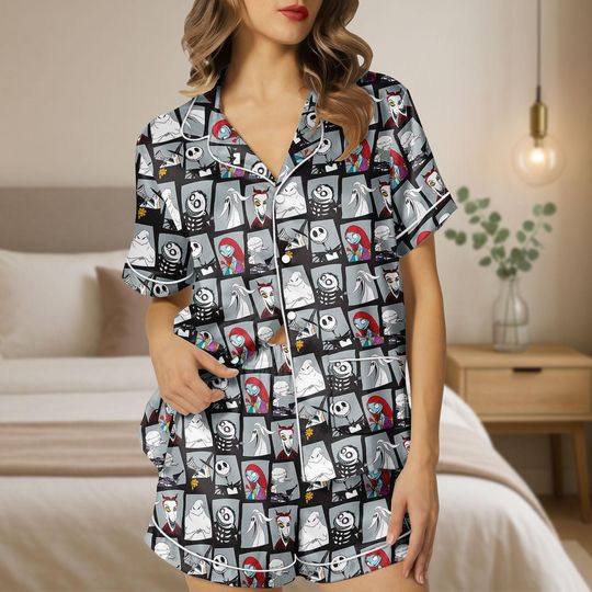 Nightmare Before Christmas Pajamas Set, Jack Sally Oogie Boogie Pjs, Halloween Disney Sleepwear, Halloween Pjs Gift For Kids