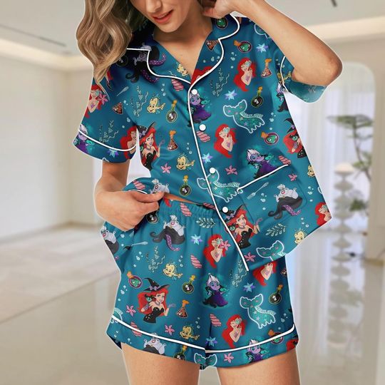 Discover Halloween Ariel Princess Pajamas, Ursula Villains Pajamas Set, Disney Witches Pj Set, The Little Mermaid Fan