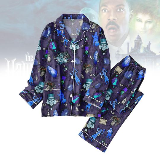 Haunted Mansion Pajamas Set, Disney Ghost Halloween PJs, Purple Haunted House Sleepwear, Halloween Pajama Kids Outfit, Halloween Party