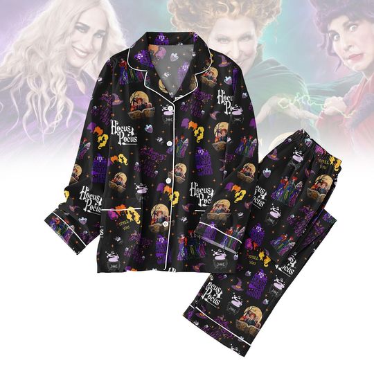 Hocus Pocus Pajamas Set, Sanderson Sisters Sleepwear, Halloween Witch PJs, Disney Movie Night Pajamas Kids Gift, Halloween Kids Pjs