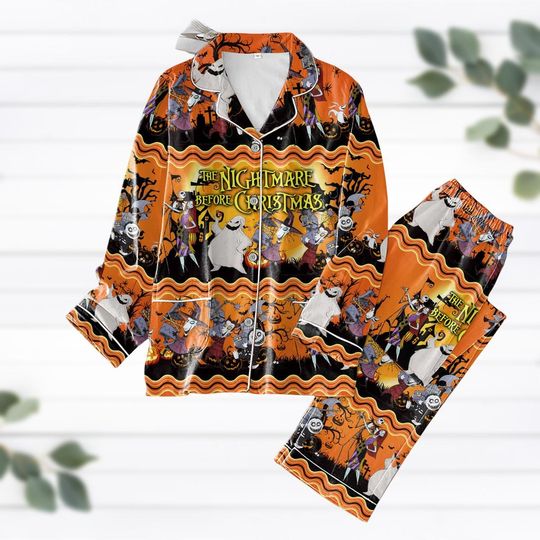 Halloween Nightmare Before Christmas Pajama Set, Jack Skellington Pajamas Pants, Disney Woman Pajama, Trick Or Treat Tee, Fall Shirt