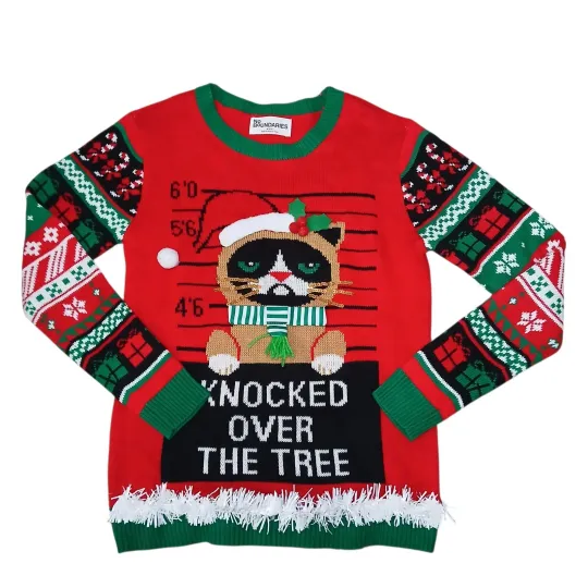 Discover No Boundaries Ugly Christmas Sweater Women’s M (8-10) Grumpy Cat Mugshot