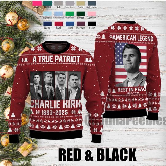 A True Patriot Charlie Kirk Ugly Sweater Shirt, Patriotic Charlie Kirk Ugly Sweater, Charlie Kirk Memorial Shirt, Christmas Ugly Sweater