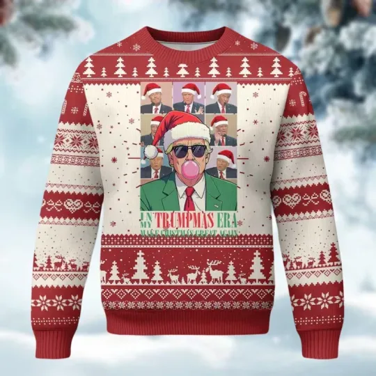 Trump Santa Ugly Sweater, Make Christmas Great Again Xmas Sweater, Funny Trump