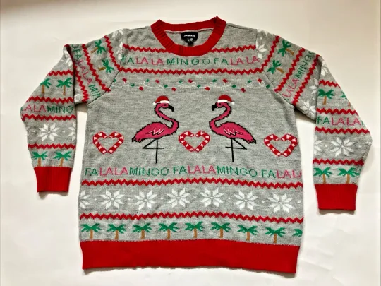 Ugly Christmas Sweater Pink Flamingo Women’s  Joe Boxer Kmart 2X Holiday Party