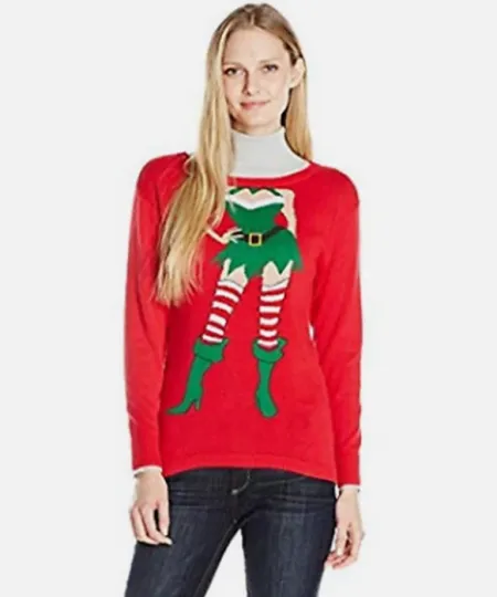 Discover Isabella's Closet Women's Funny Sexy Elf Ugly Red Christmas Sweater size XL New