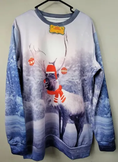 Discover Ugly Christmas Sweater Reindeer Size XXL You Look Ugly Today Unisex Long Sleeve