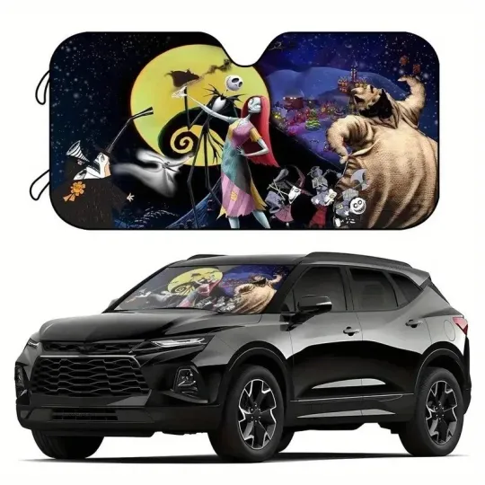 Discover The Nightmare Before Christmas Spooky Halloween Car Windshield Sun Shade 3D