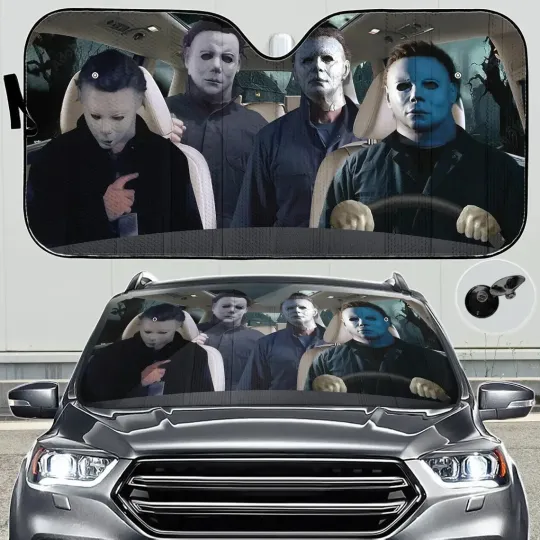 Discover Michael Myers Car Sunshade, Halloween Horror Windshield Cover, Slasher Movie Aut