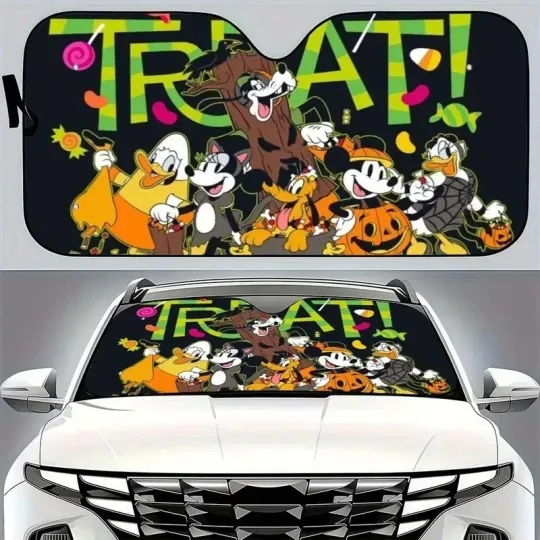 Discover Mickey &amp Friends Treat Happy Halloween Spooky Vibes Car Windshield Sun Shade