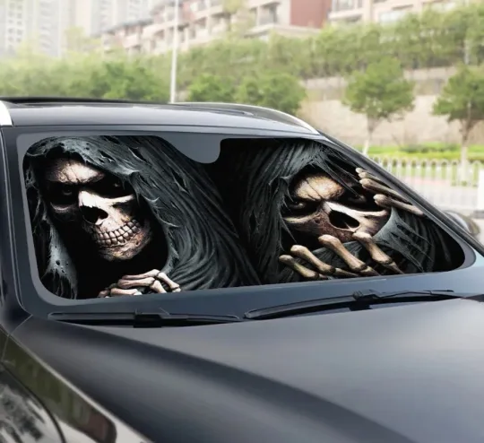Discover Skull Skeleton Grim Gearhumans Happy Halloween Car Sunshade Halloween Windshield