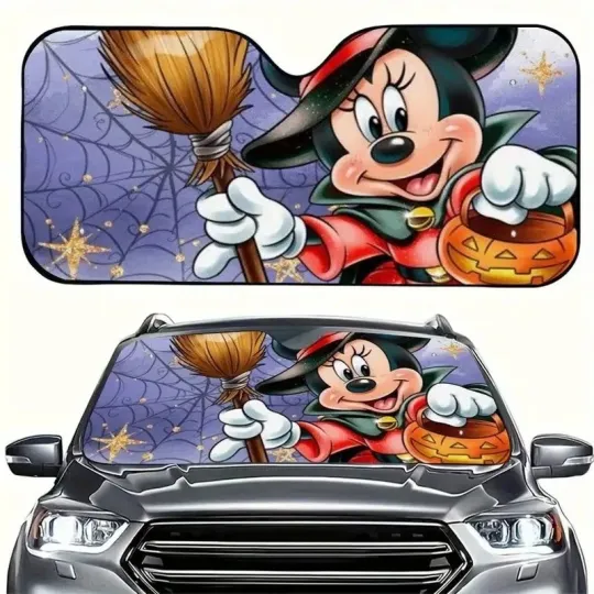 Discover Minnie Mouse Witchy Trick Or Treat Happy Halloween Car Windshield Sun Shade 3D