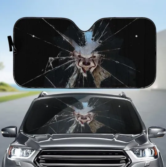 Horror Clown Car Sunshade, IT Happy Halloween Car Sunshade Windshield