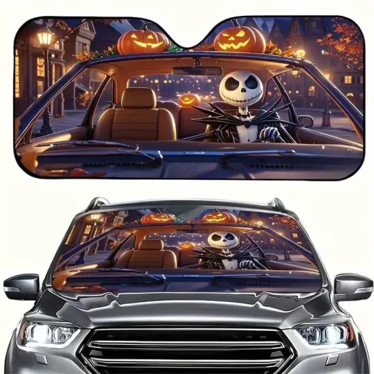 Discover Jack Skellington Nightmare On Main Street Halloween Car Windshield Sun Shade 3D