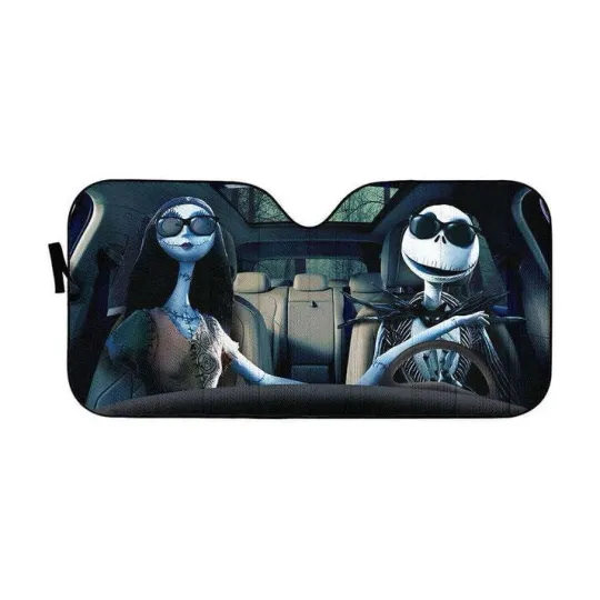 Discover Jack Skellington And Sally Halloween Custom Car Auto Sunshade