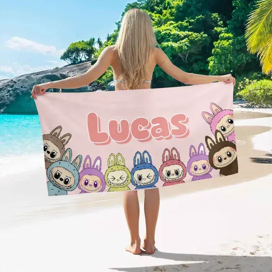 Personalized Labubu Beach Towel, Gift for Kids