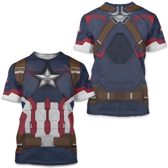 Captain America T-Shirt, Avengers Age of Ultron Inspired Costume, Steve Rogers Cosplay Shirt, Disney Marvel Superhero Outfit, Comic-Con Tee