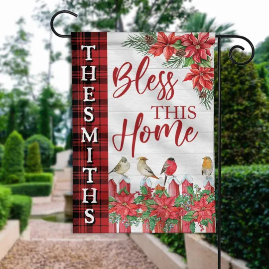 Cardinal Merry Christmas Bless This Home flag, Merry Christmas Flag