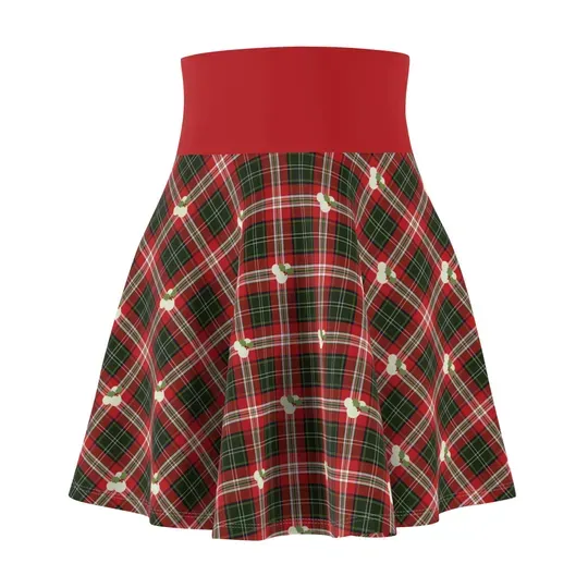 Very Merry Christmas Plaid Skater Skirt