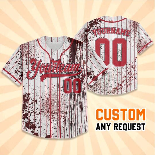 Discover Personalized Zombie Blood Red Halloween Baseball Jersey