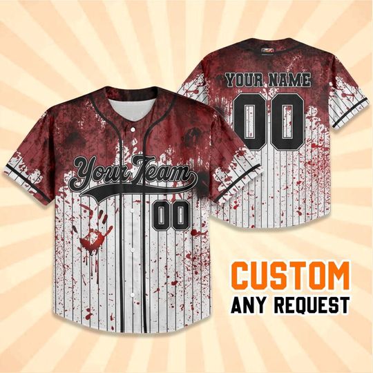Discover Personalized Blood Stain Black Halloween Baseball Jersey