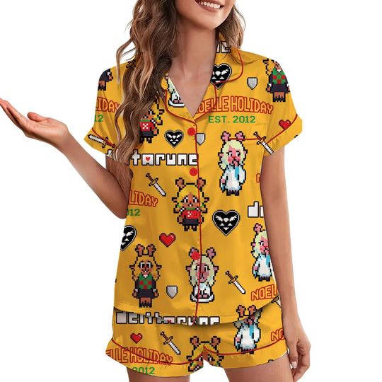 Noelle Holiday Deltarune Game Pajamas Set Short, Noelle Holiday Its TV Time Meme Tee, DTG Video Game, Unisex Gamer Matching Gift Shirt