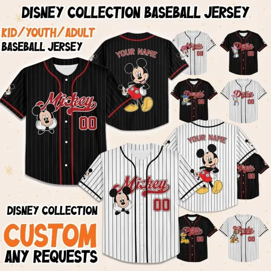 Discover Personalized Disney Mickeyy & Friends Baseball Jersey