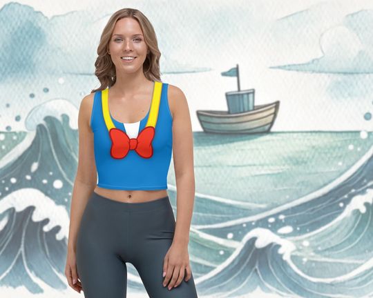 Duck Donald Crop Top | Sailor Duck Inspired Women's Costume Cropped Tank Top | Easy Halloween Party Costume | Disney Race Outfit, Bounding