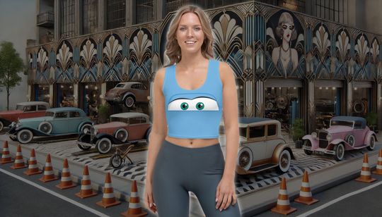 Discover Fun Blue Car Spoof Women's Costume Crop Tank Top | Sally Inspired Halloween Party Outfit | runDisney Race Costume Idea | Bounding, Cosplay