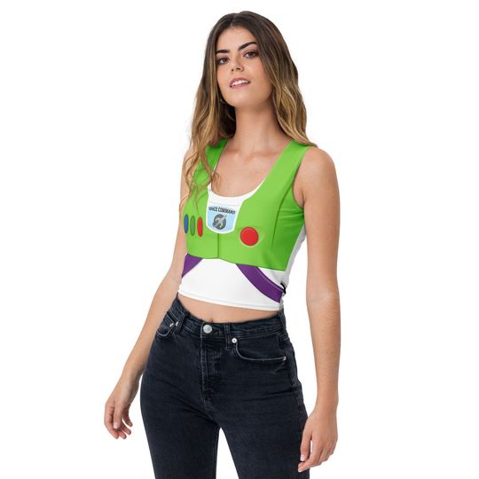 Space Ranger Action Figure Toy Story Buzz Lightyear Inspired All-Over Print Costume Women's Crop Tank Top