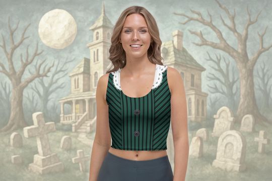 Ghost Host Crop Top | Haunted Mansion Inspired Women's Cropped Tank Top | Race Costume Shirt | Park Bounding | Halloween Party Outfit Idea