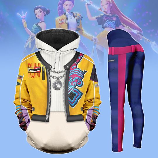 Discover Rumi Kpop Demon Hunters Cosplay Hoodie Leggings, Huntrix Rumi Shirts, Halloween Costume, Huntrix Kpop Women Outfit, Anime Gifts