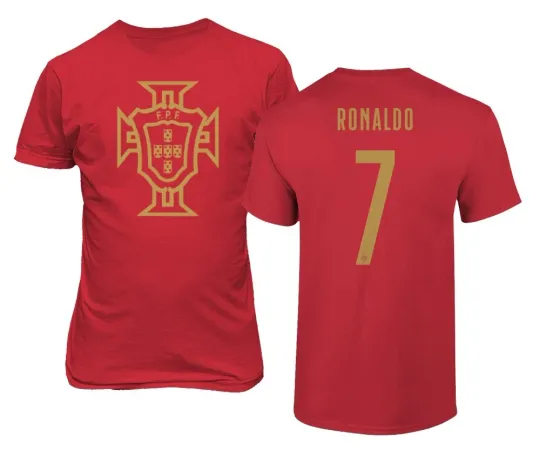 Discover Portugal Soccer Ronaldo #7 Double Sided T-Shirt for Adults and Youth