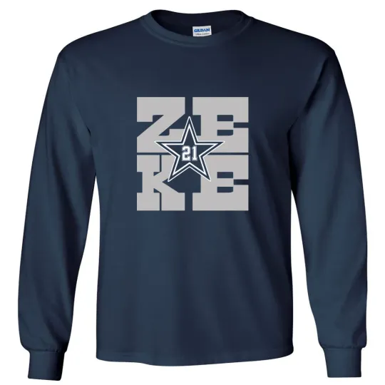 Discover Dallas Cowboys Ezekiel Elliott Zeke Square Youth & Adult Long Sleeve T-Shirt