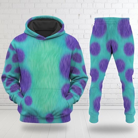Sulley Monsters Inc 3D Shirt Hoodie, Big Green And Purple Monster Costume Shirt, Funny James P. Sullivan Character Cosplay, Halloween Gift