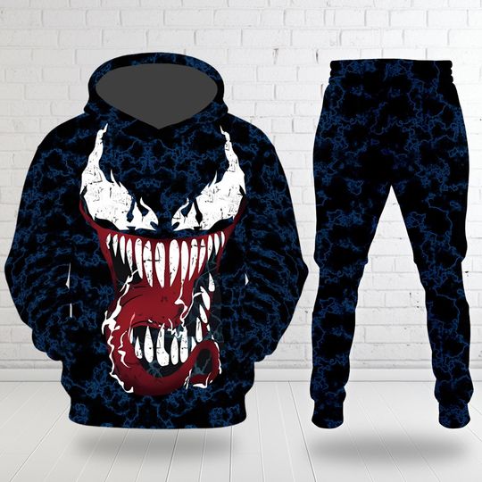 Venom 3D Halloween Costume Hoodie, Anti Superhero Character Halloween Party Outfit, 3D Cosplay Costume Sweatshirt, All Over Print Hoodie