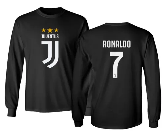 Men's Cristiano Ronaldo CR7 Juventus Long Sleeve Soccer Shirt