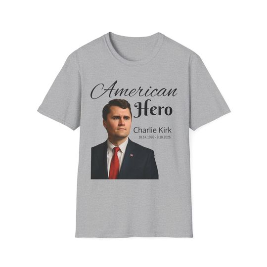 Discover Charlie Kirk RIP American Hero Unisex Softstyle T-Shirt