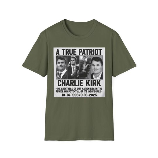 Discover Charlie Kirk Patriotic Graphic Tee for True Patriots, Unisex Softstyle T-Shirt