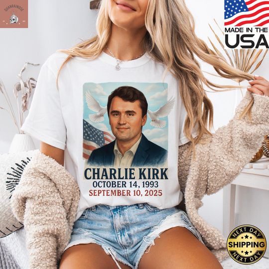 Discover Charlie Kirk Memorial T-Shirt, Charlie Kirk Shirt, RIP Charlie Kirk, Republican Shirt
